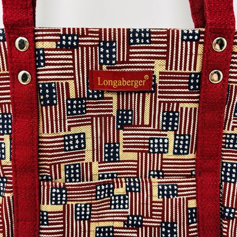 Longaberger American Flag Print Tote Handbag Shoulder Purse Made In The USA